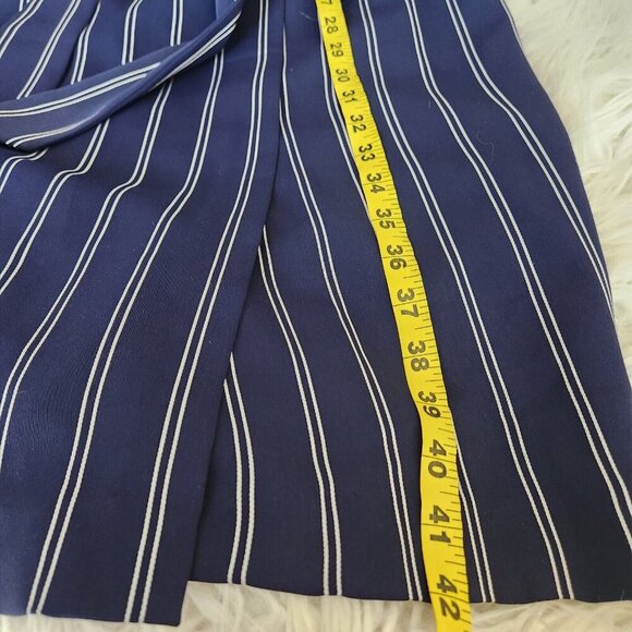 Antonio Melani Sleeveless Dress size 4 Navy Blue White Stripe Belted V Neck - Picture 7 of 12